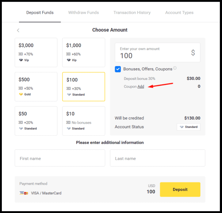 Binomo Bonus fuq Depożitu - Sa 70%