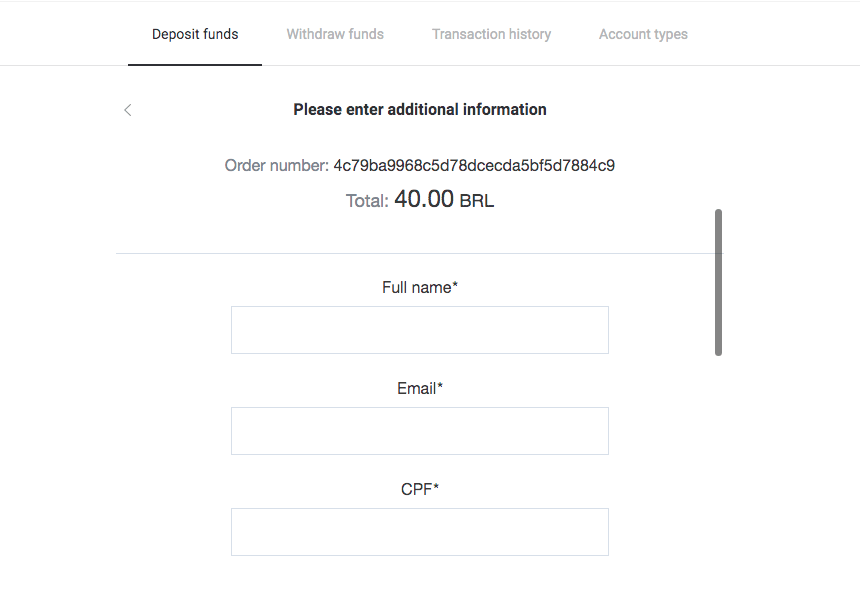 Deposit Funds in Binomo via Brazil Internet Banking (Bank Transer, Paylivre, Loterica, Itau, Boleto Rapido) and E-wallets (Picpay, Astropay, Banco do Brasil, Santander, Bradesco, Neteller, Skrill, WebMoney, Advcash)