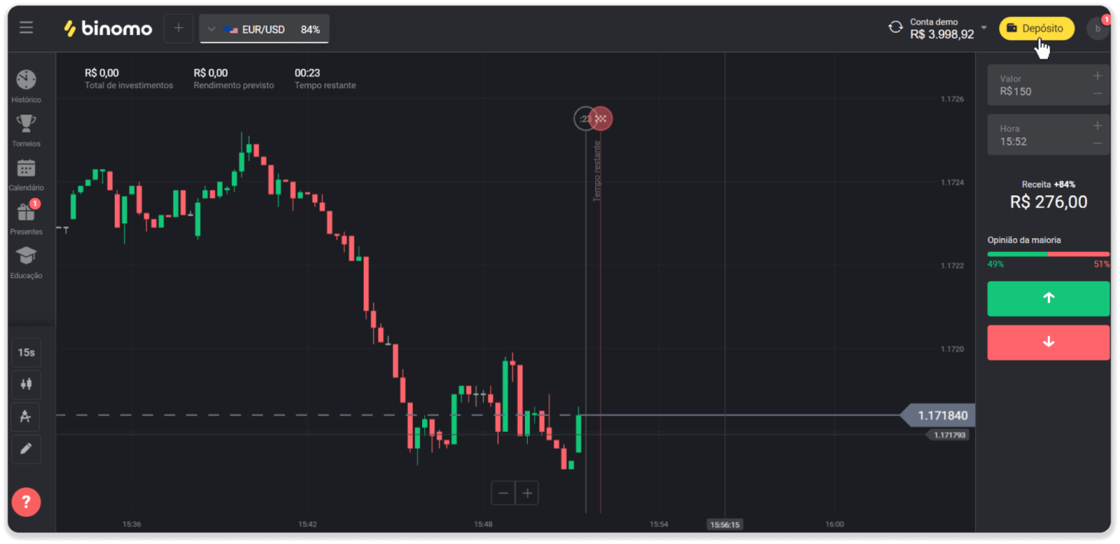 Внесите средства на Binomo через интернет-банкинг в Бразилии (Bank Transer, Paylivre, Loterica, Itau, Boleto Rapido) и электронные кошельки (Picpay, Astropay, Banco do Brasil, Santander, Bradesco, Neteller, Skrill, WebMoney, Advcash)