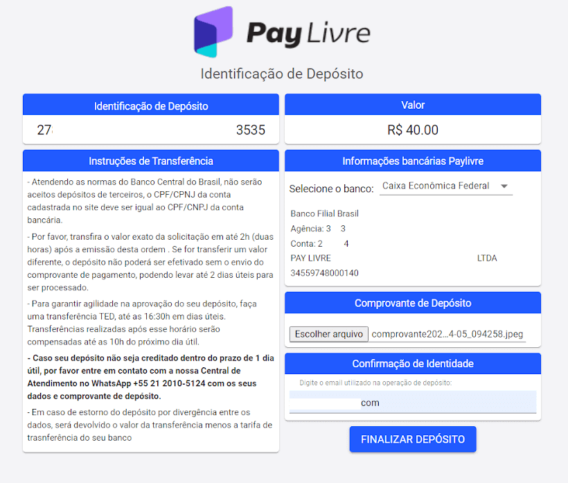 Depoze Lajan sou Binomo atravè Bank Entènèt Brezil (Bank Transer, Paylivre, Loterica, Itau, Boleto Rapido) ak E-bous (Picpay, Astropay, Banco do Brasil, Santander, Bradesco, Neteller, Skrill, WebMoney, Advcash)