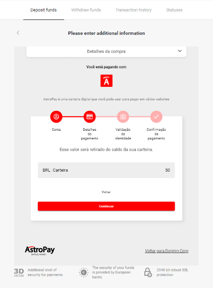 Depoze Lajan sou Binomo atravè Bank Entènèt Brezil (Bank Transer, Paylivre, Loterica, Itau, Boleto Rapido) ak E-bous (Picpay, Astropay, Banco do Brasil, Santander, Bradesco, Neteller, Skrill, WebMoney, Advcash)