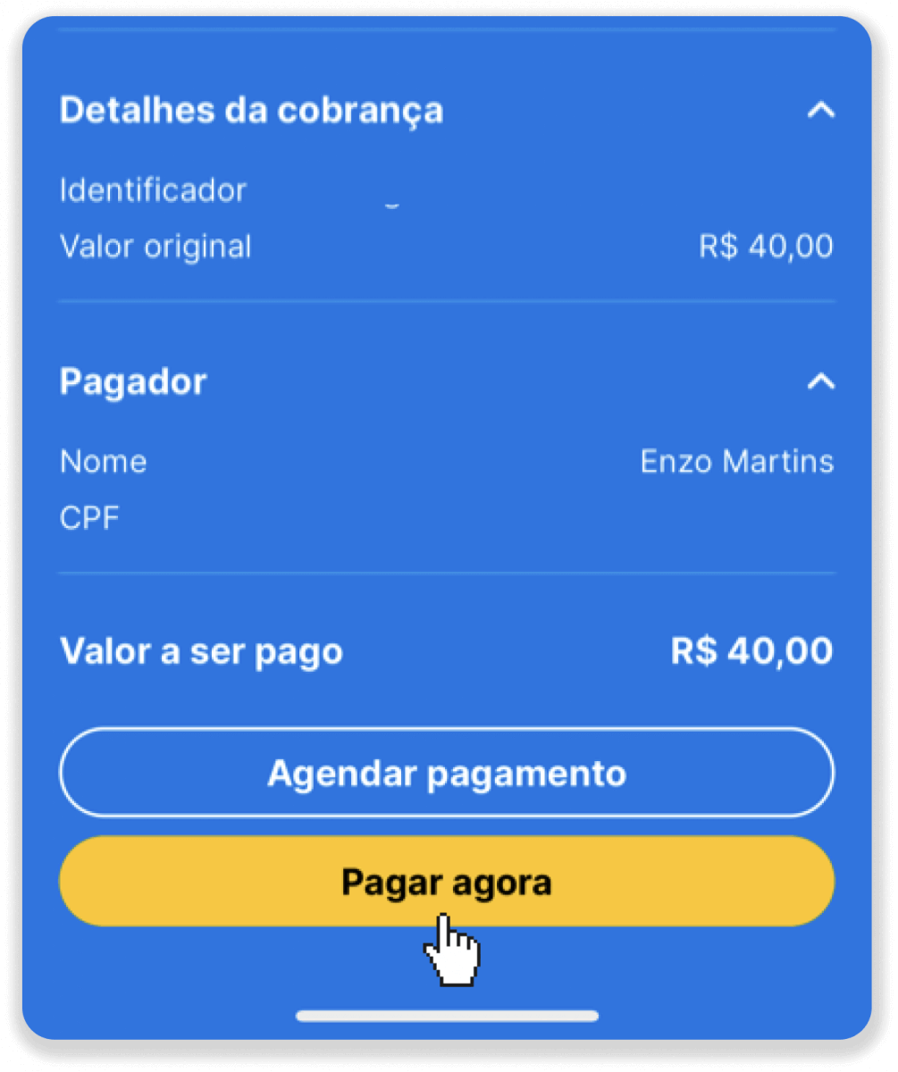 Depoze Lajan sou Binomo atravè Bank Entènèt Brezil (Bank Transer, Paylivre, Loterica, Itau, Boleto Rapido) ak E-bous (Picpay, Astropay, Banco do Brasil, Santander, Bradesco, Neteller, Skrill, WebMoney, Advcash)