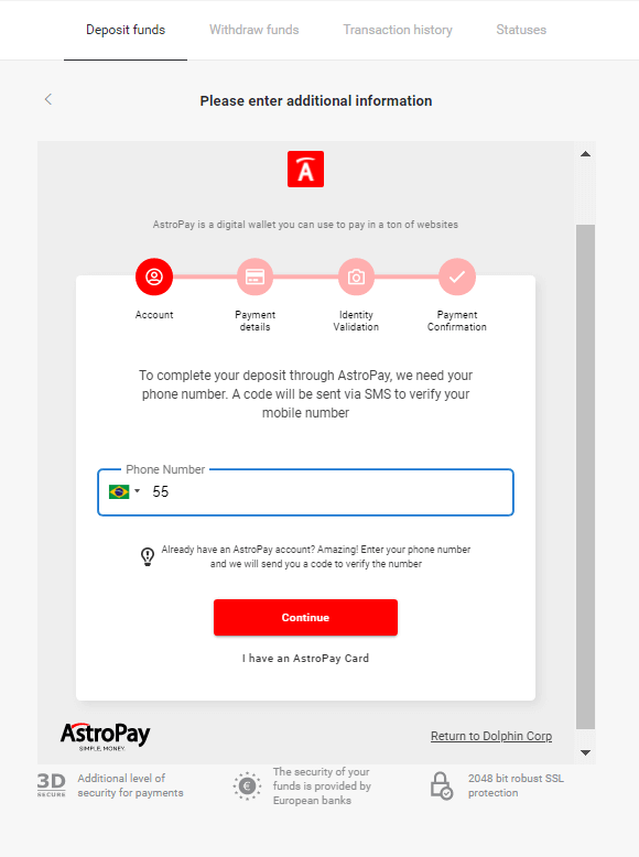 Deposit Funds on Binomo via E-wallets (Webmoney WMZ, Picpay, Neteller, Astropay, Cash U, Skrill, ADV cash, AstroPay Card, Perfect Money)
