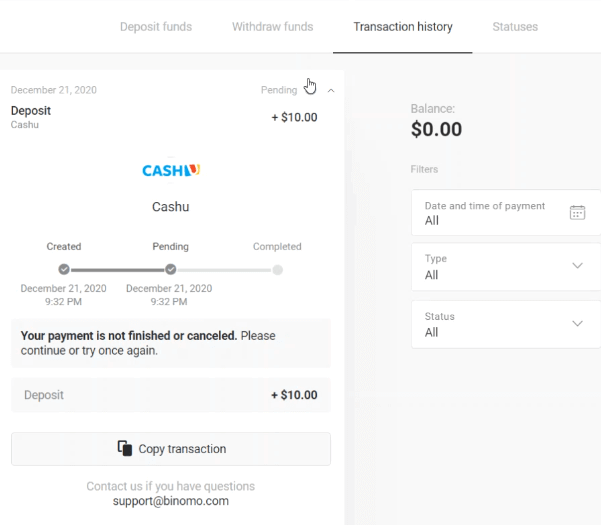 Deposit Funds on Binomo via E-wallets (Webmoney WMZ, Picpay, Neteller, Astropay, Cash U, Skrill, ADV cash, AstroPay Card, Perfect Money)