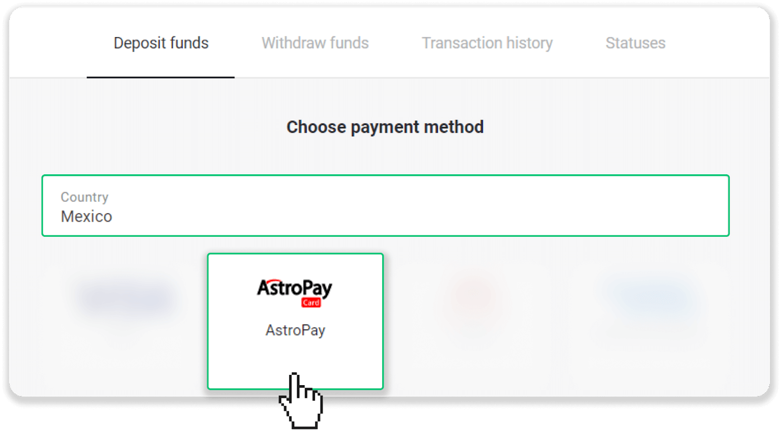 Deposit Funds on Binomo via E-wallets (Webmoney WMZ, Picpay, Neteller, Astropay, Cash U, Skrill, ADV cash, AstroPay Card, Perfect Money)