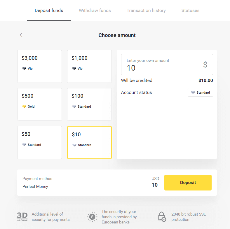 Deposit Funds on Binomo via E-wallets (Webmoney WMZ, Picpay, Neteller, Astropay, Cash U, Skrill, ADV cash, AstroPay Card, Perfect Money)