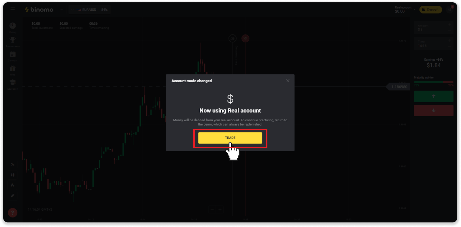 Како отворити демо рачун на Binomo