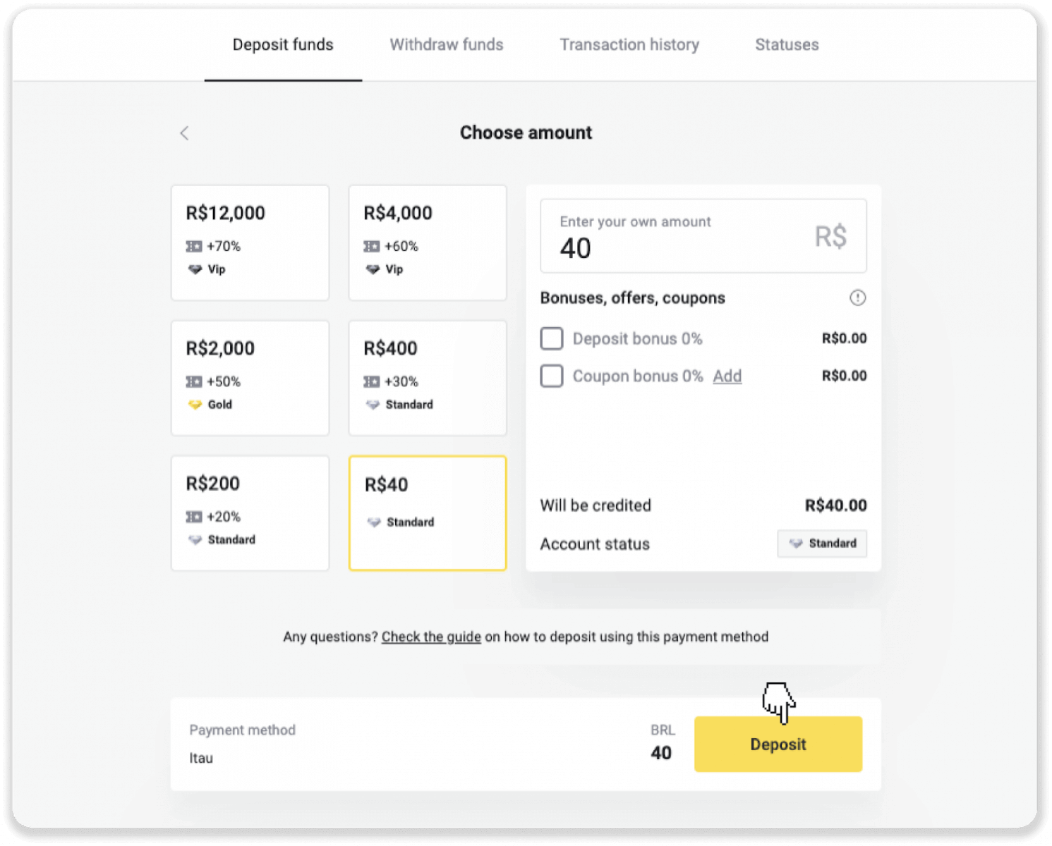 Com registrar-se i dipositar fons a Binomo