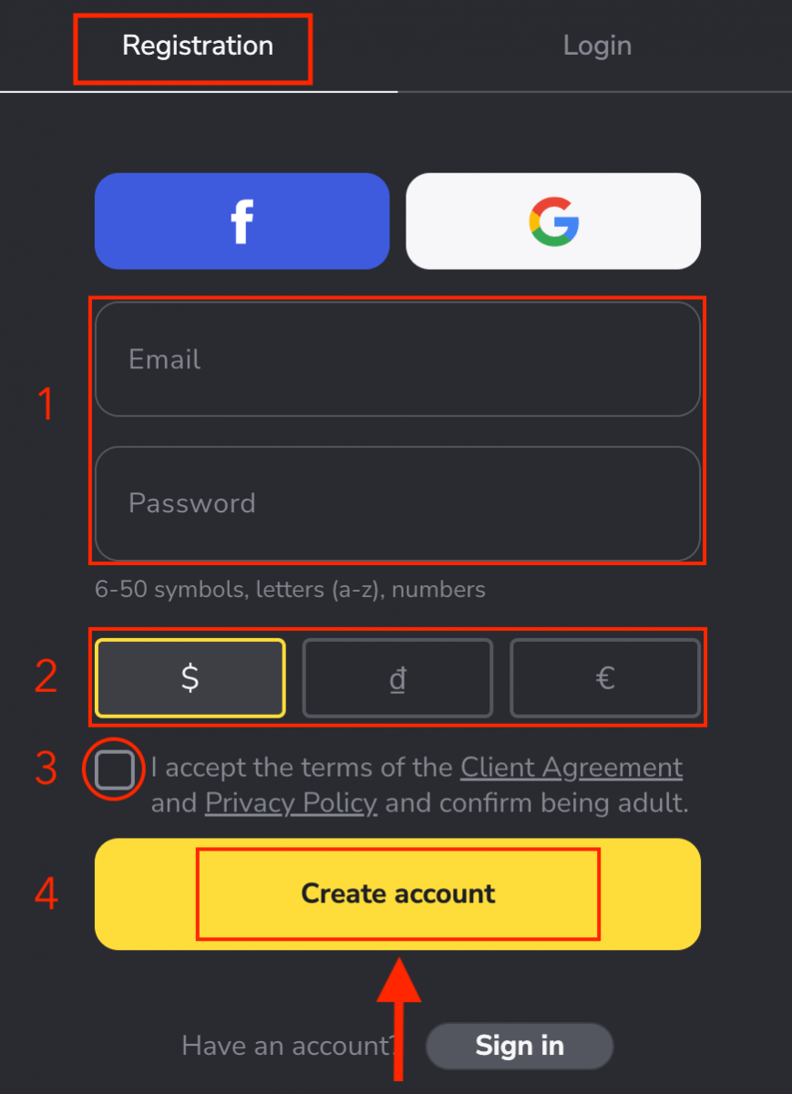 Giunsa ang Pag-sign Up ug Pag-login sa Account sa Binomo Trading
