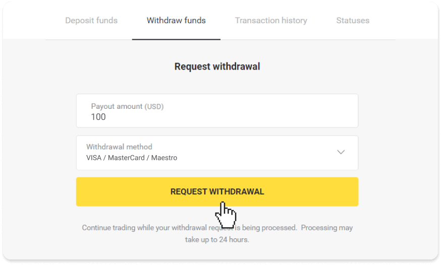 Com retirar i fer un dipòsit a Binomo