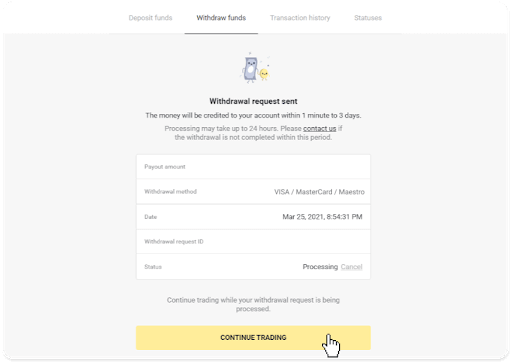 Com retirar i fer un dipòsit a Binomo