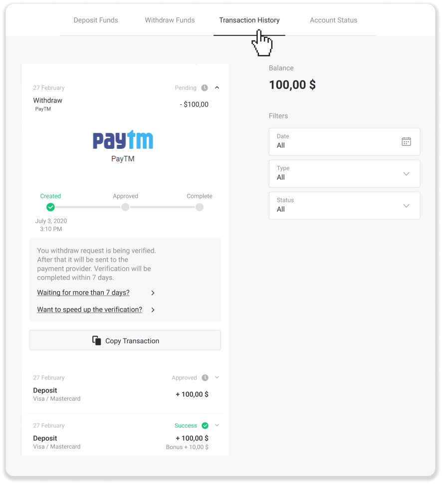 Jak wypłacić środki z Binomo do mojego portfela elektronicznego (Payfix, Webmoney WMZ, Tpaga, Perfect Money, ADV cash, PayTM, Globe Pay, AstroPay, Jeton Wallet)