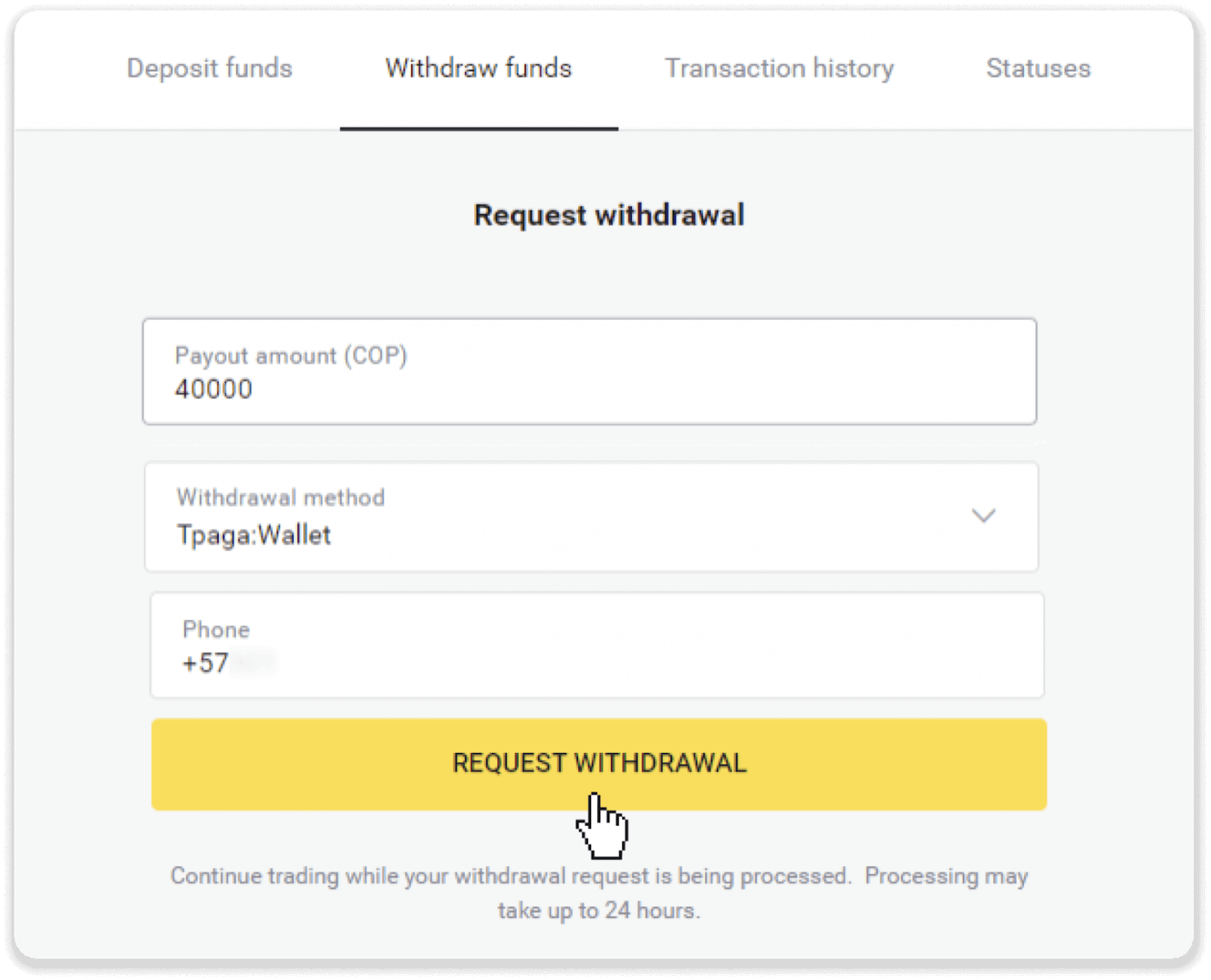 Kako povući sredstva sa Binomo na moj E-novčanik (Payfix, Webmoney WMZ, Tpaga, Perfect Money, ADV cash, PayTM, Globe Pay, AstroPay, Jeton Wallet)