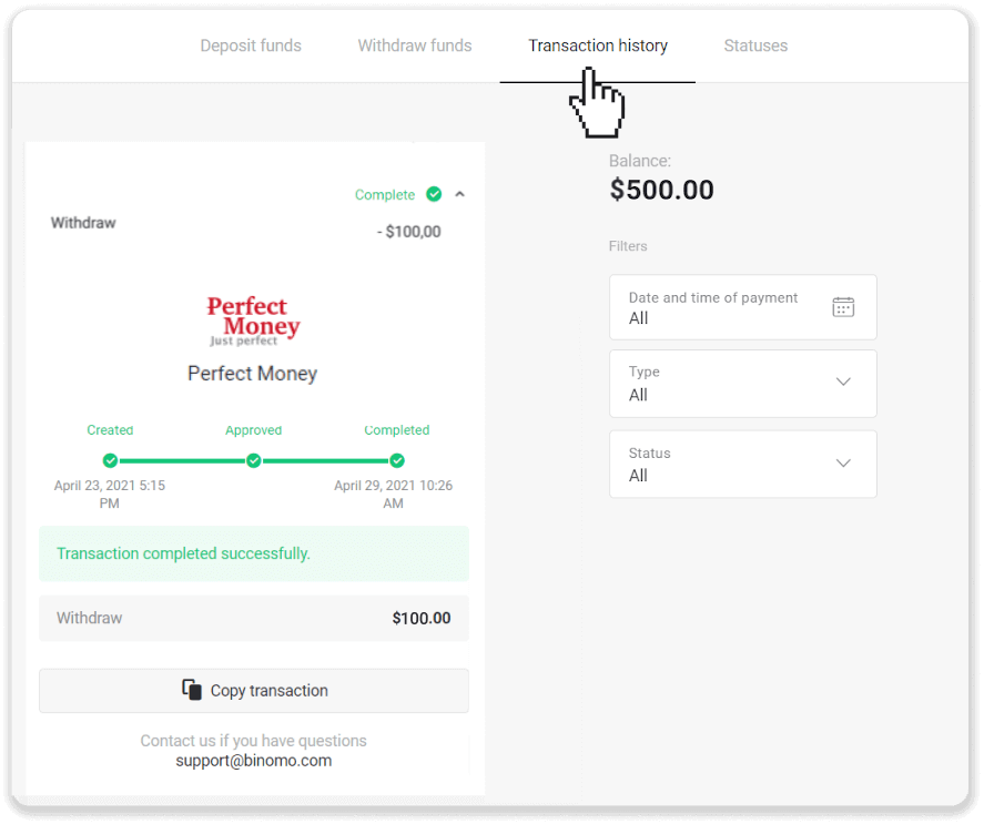Kako povući sredstva sa Binomo na moj E-novčanik (Payfix, Webmoney WMZ, Tpaga, Perfect Money, ADV cash, PayTM, Globe Pay, AstroPay, Jeton Wallet)