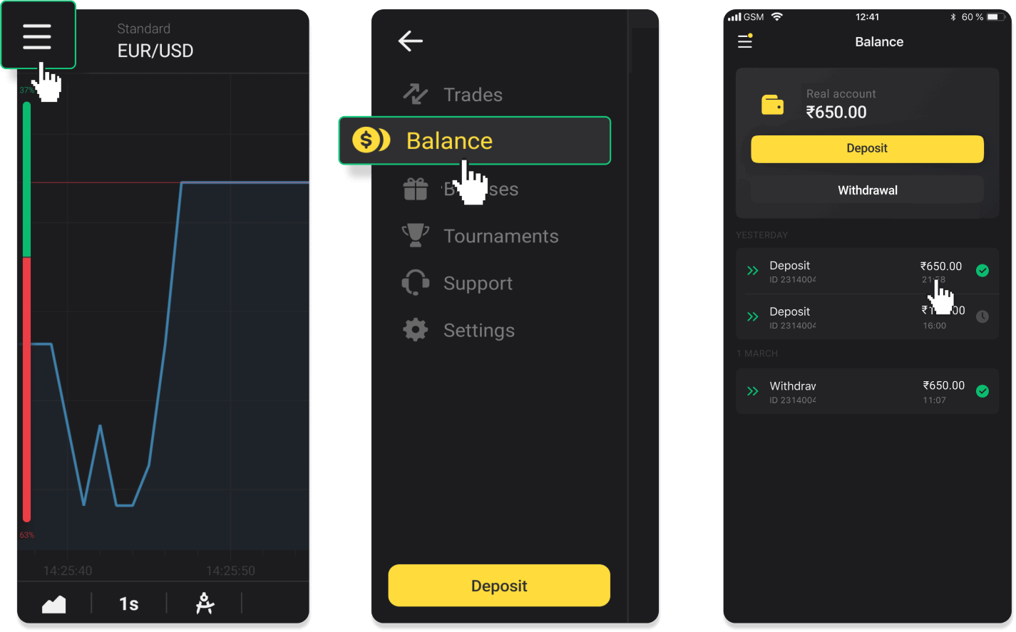 Kako povući sredstva sa Binomo na moj E-novčanik (Payfix, Webmoney WMZ, Tpaga, Perfect Money, ADV cash, PayTM, Globe Pay, AstroPay, Jeton Wallet)