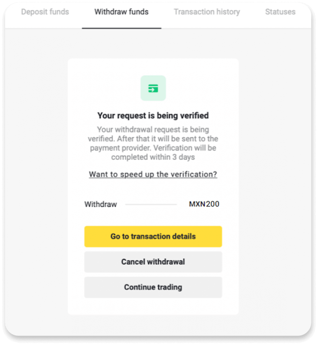 Kako povući sredstva sa Binomo na moj E-novčanik (Payfix, Webmoney WMZ, Tpaga, Perfect Money, ADV cash, PayTM, Globe Pay, AstroPay, Jeton Wallet)