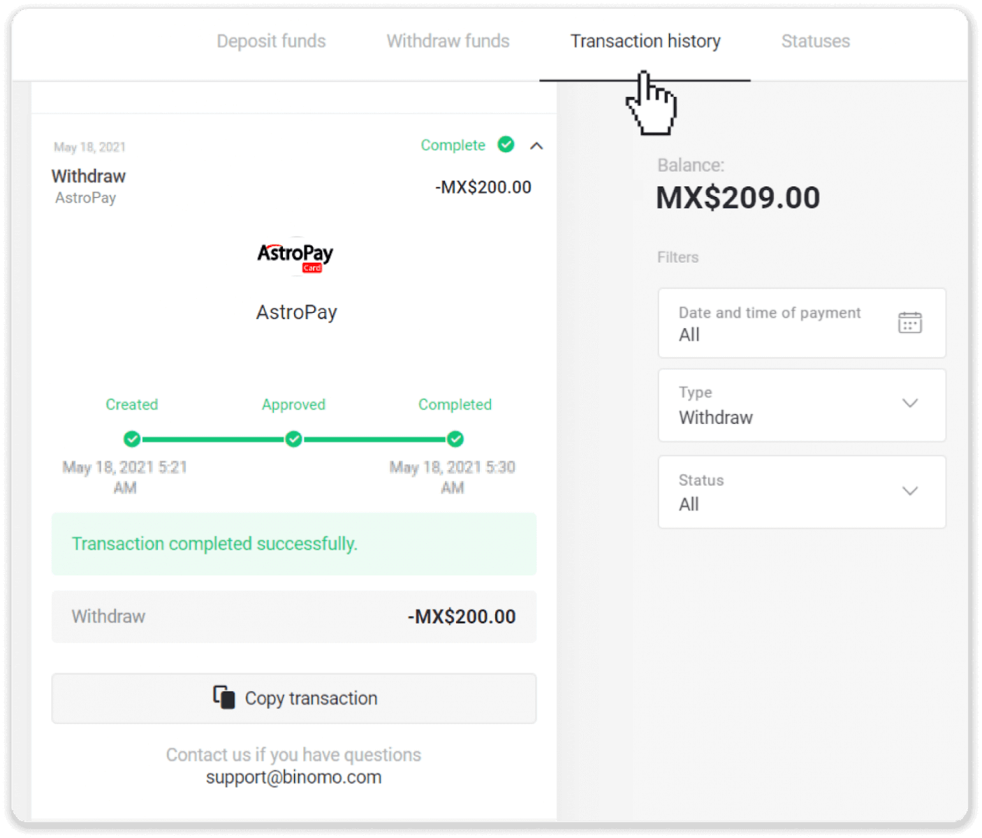 Kako povući sredstva sa Binomo na moj E-novčanik (Payfix, Webmoney WMZ, Tpaga, Perfect Money, ADV cash, PayTM, Globe Pay, AstroPay, Jeton Wallet)