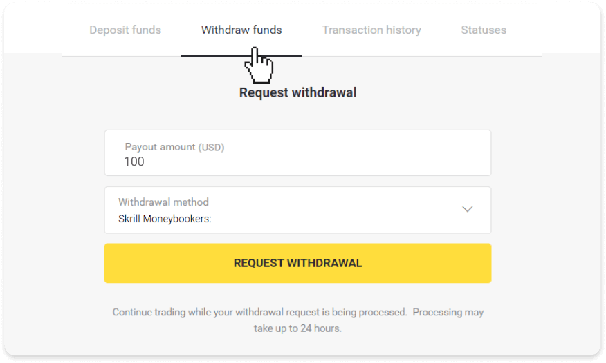 Kako povući sredstva sa Binomo na moj E-novčanik (Payfix, Webmoney WMZ, Tpaga, Perfect Money, ADV cash, PayTM, Globe Pay, AstroPay, Jeton Wallet)