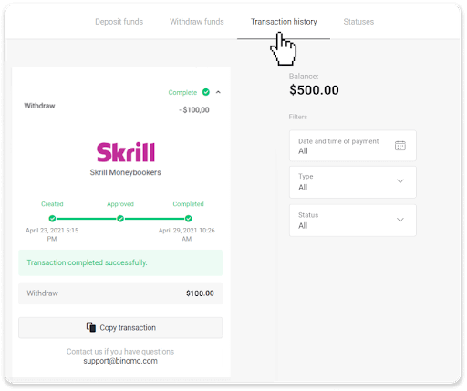 Kako povući sredstva sa Binomo na moj E-novčanik (Payfix, Webmoney WMZ, Tpaga, Perfect Money, ADV cash, PayTM, Globe Pay, AstroPay, Jeton Wallet)