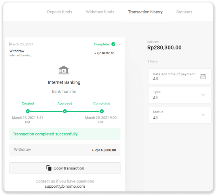 Binomo இல் எனது வங்கிக் கணக்கிற்கு (வங்கி பரிமாற்றம், இணைய வங்கியியல், IMPS வங்கி பரிமாற்றம், NEFT வங்கி பரிமாற்றம், இந்திய பரிவர்த்தனையாளர், நெட்பேங்கிங், மெய்நிகர் கணக்கு, CEPbank, PIX) நிதிகளை எடுப்பது எப்படி